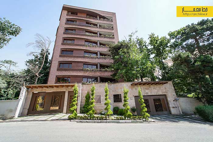 تصویر ساختمان مسکونی نخجوان نیاوران_ محمدرضا نیکبخت با آجر سنتی حیدری